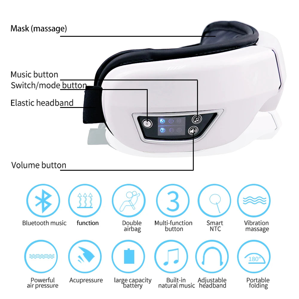 SereneEye Heated Eye Massager with Bluetooth Music