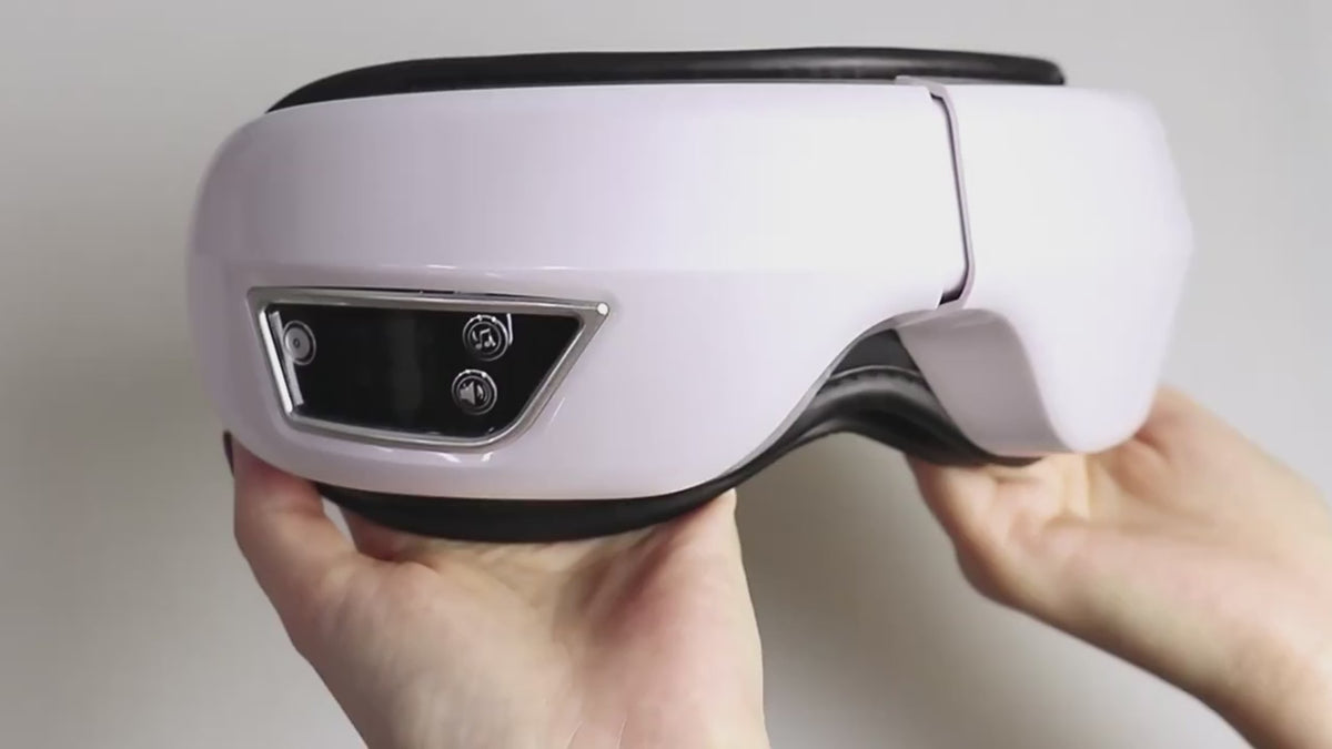 SereneEye heated eye massager demo: adjustable strap, foldable design and touch controls