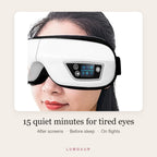 Woman relaxing with the SereneEye eye massager
